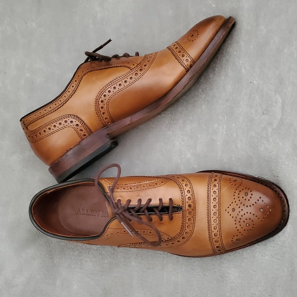ALLEN EDMONDS Walnut Brown Leather Strand Cap-Toe Oxford Dress Shoes MENS SIZE:8